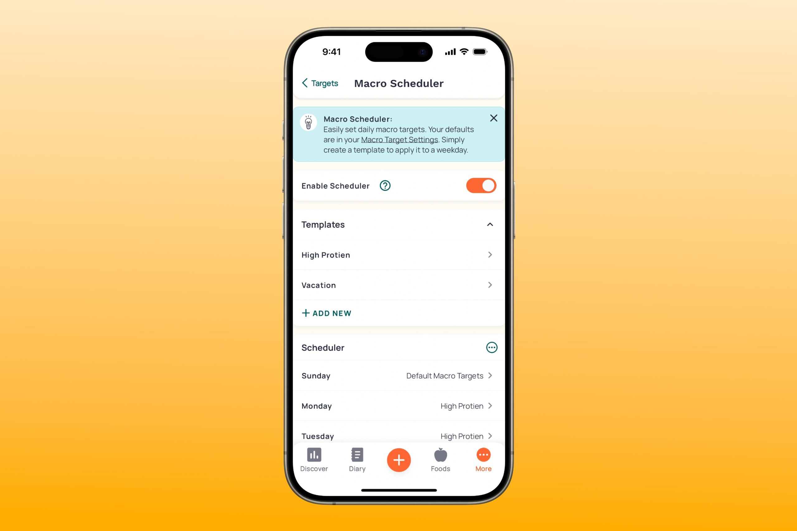 Cronometer Macro Scheduler