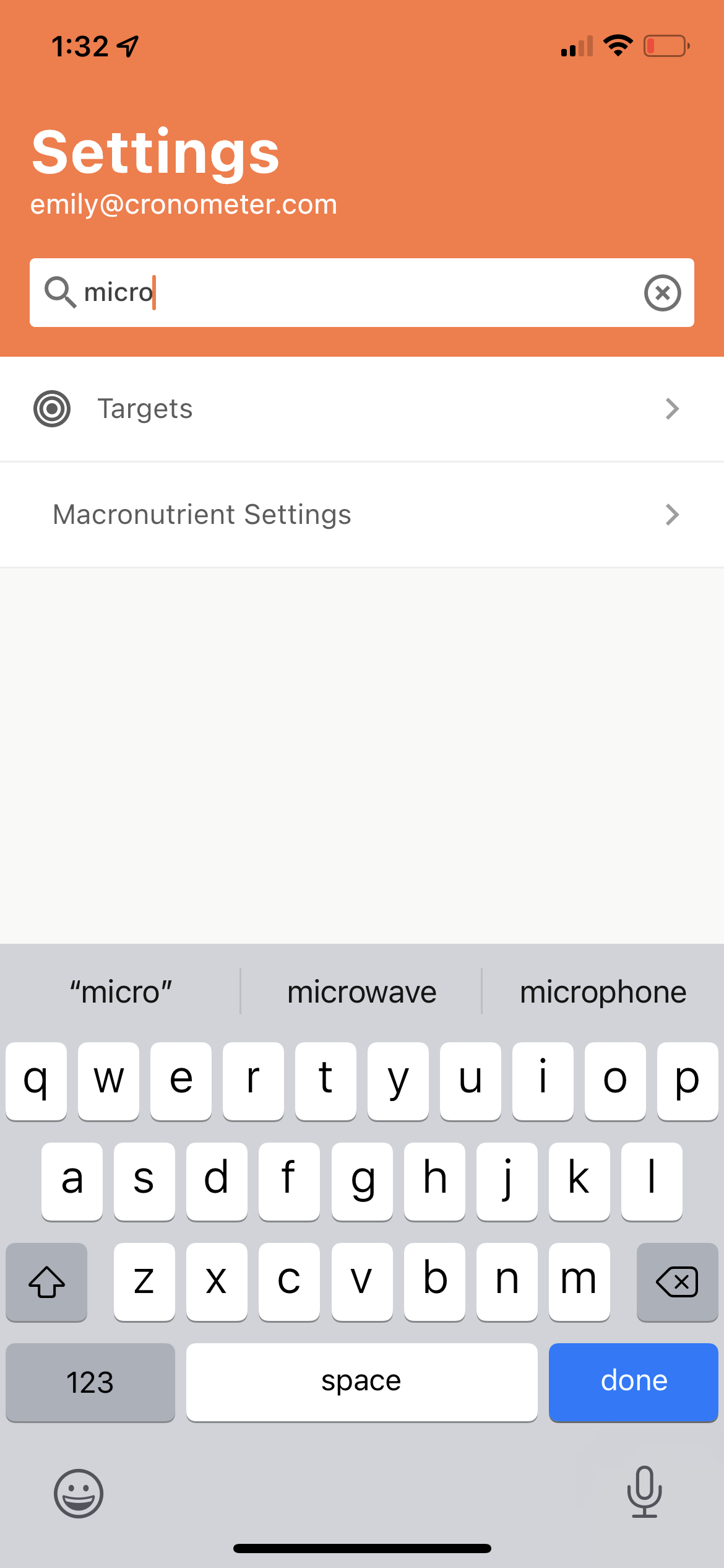 Search for settings in the search bar.
